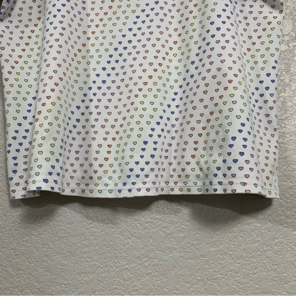 Roller Rabbit Pajama PJ Top Womens L Disco Hearts Henley 3/4 Sleeve Rainbow - Picture 8 of 15